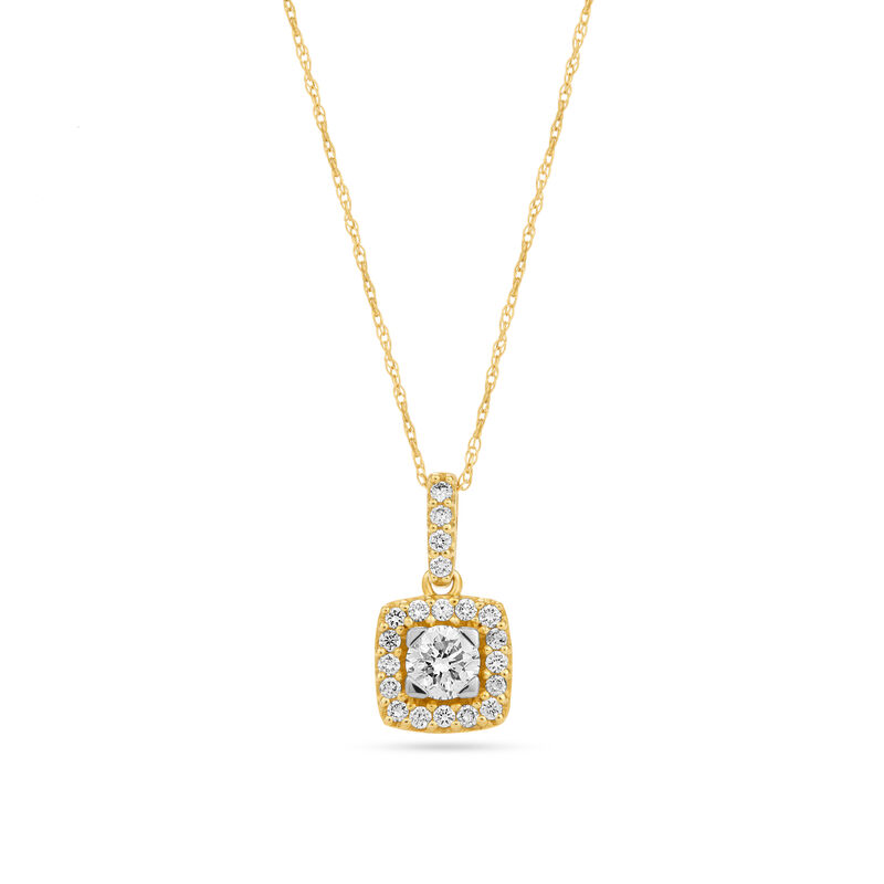 Cushion-Cut Lab Grown .50ctw. Diamond Cluster Pendant in 10k Yellow Gold image number null